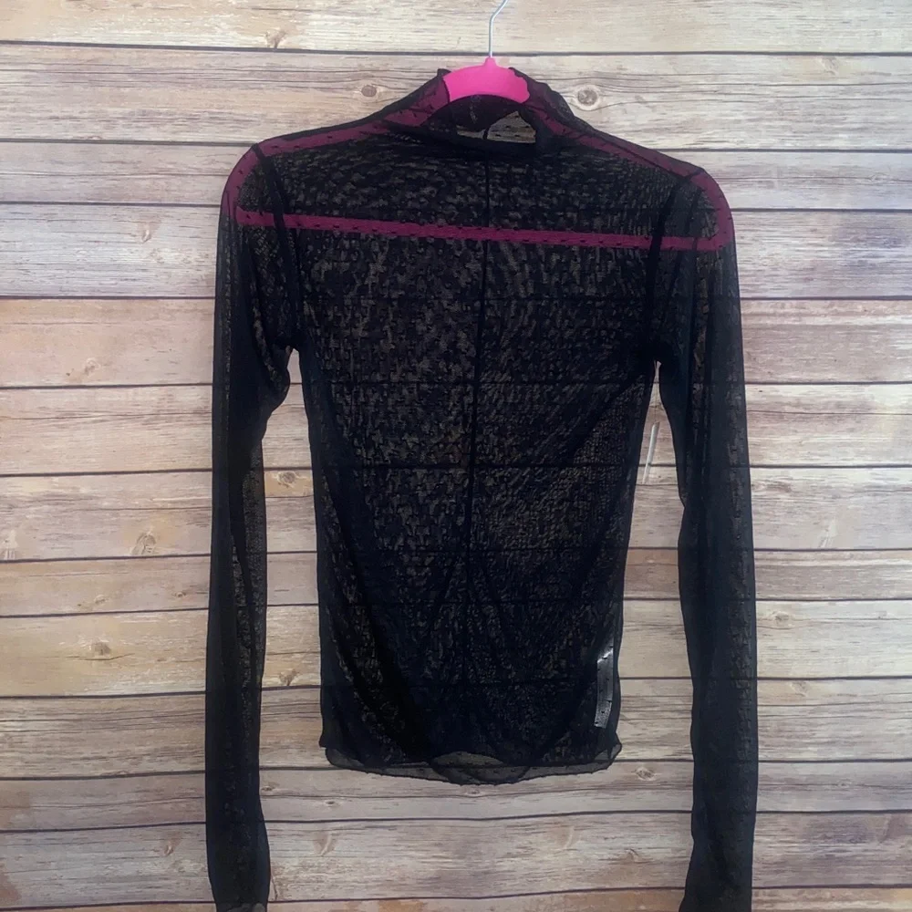 NWT Free People Sheer Polka Dot Mock Neck Top With Thumbholes