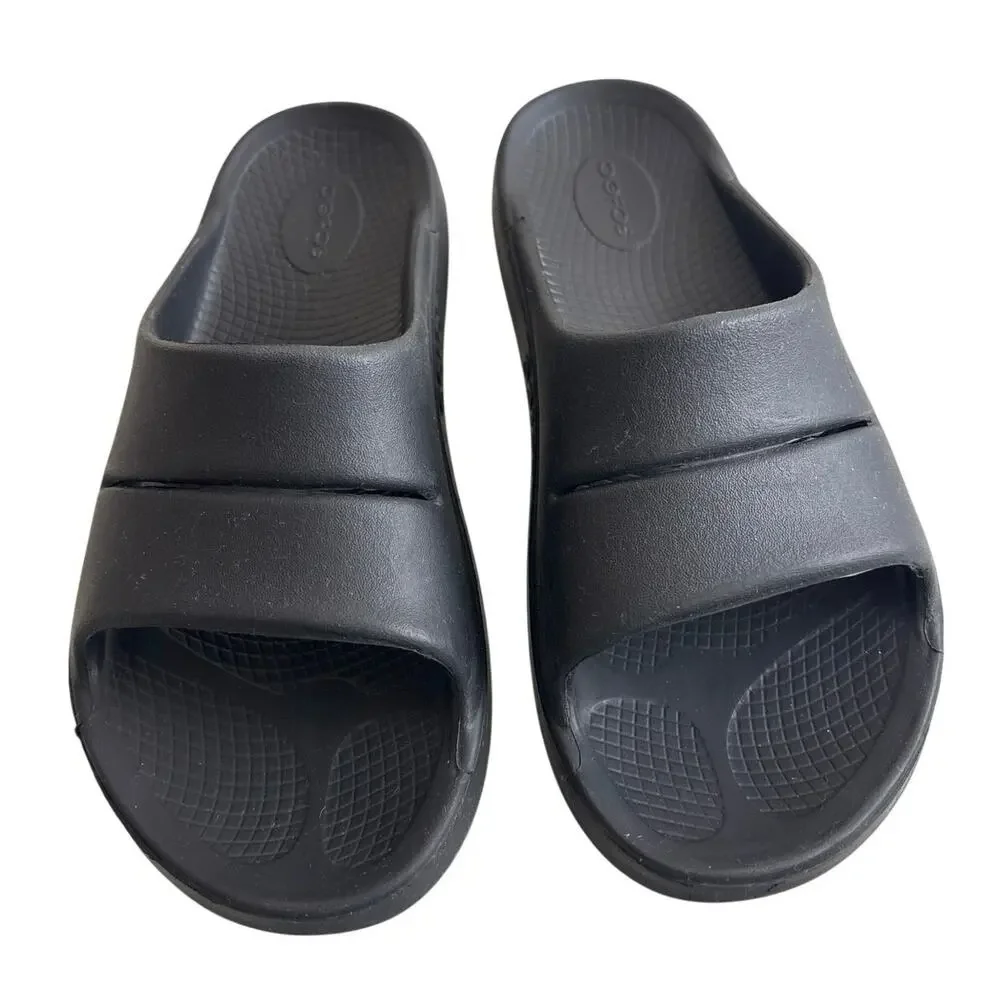 OOFOS OOahh Slide Sandals Black M10 W12 EU43 Recovery Comfort