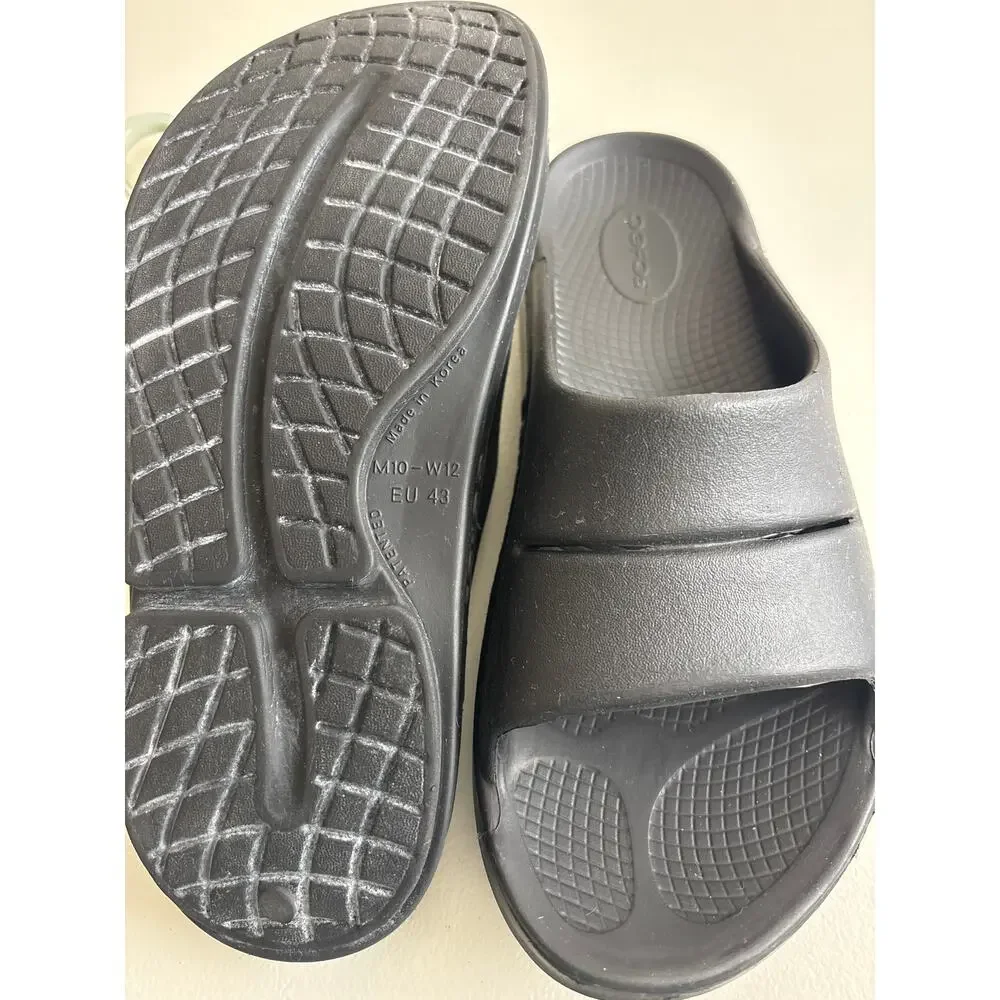 OOFOS OOahh Slide Sandals Black M10 W12 EU43 Recovery Comfort