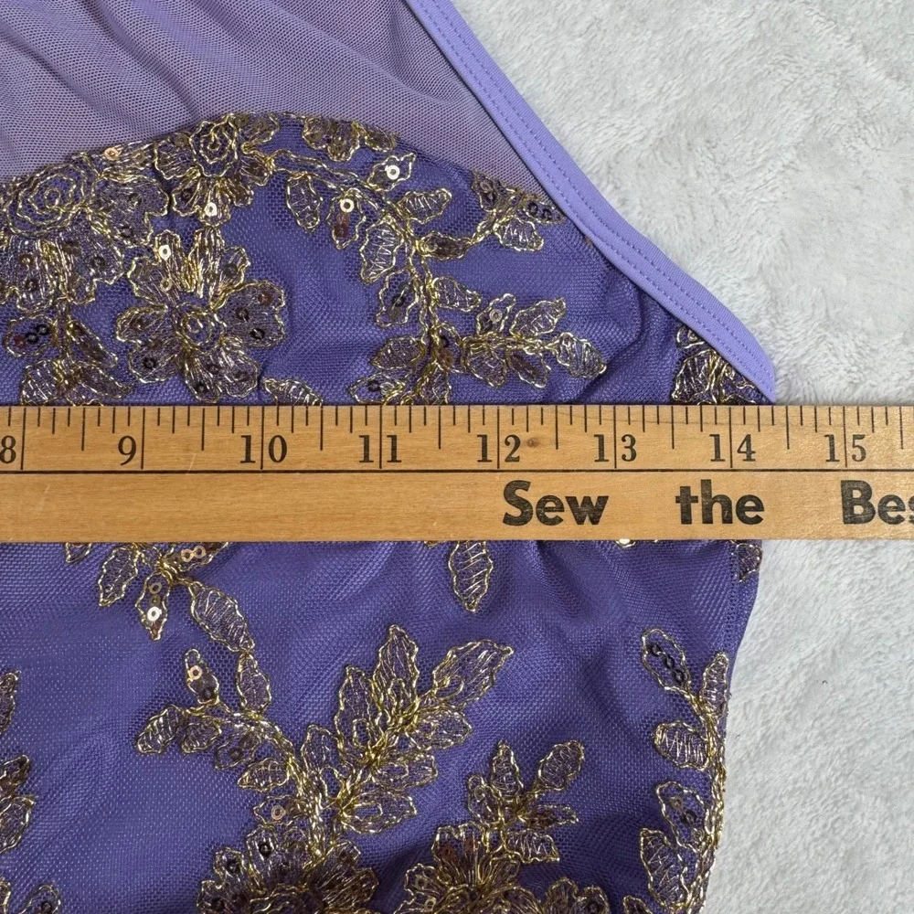 Revolution Dancewear Kids XLC Purple Gold Sequin Ballet Tutu Costume RC25706
