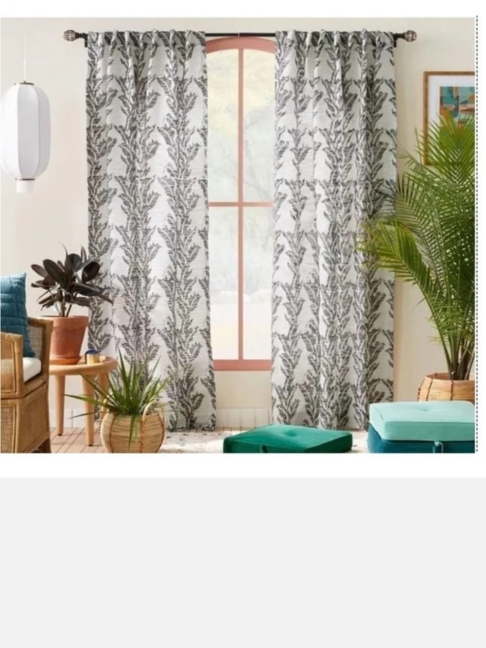 4 Opal House Limu Botanical Print Light Filtering Curtain Panels