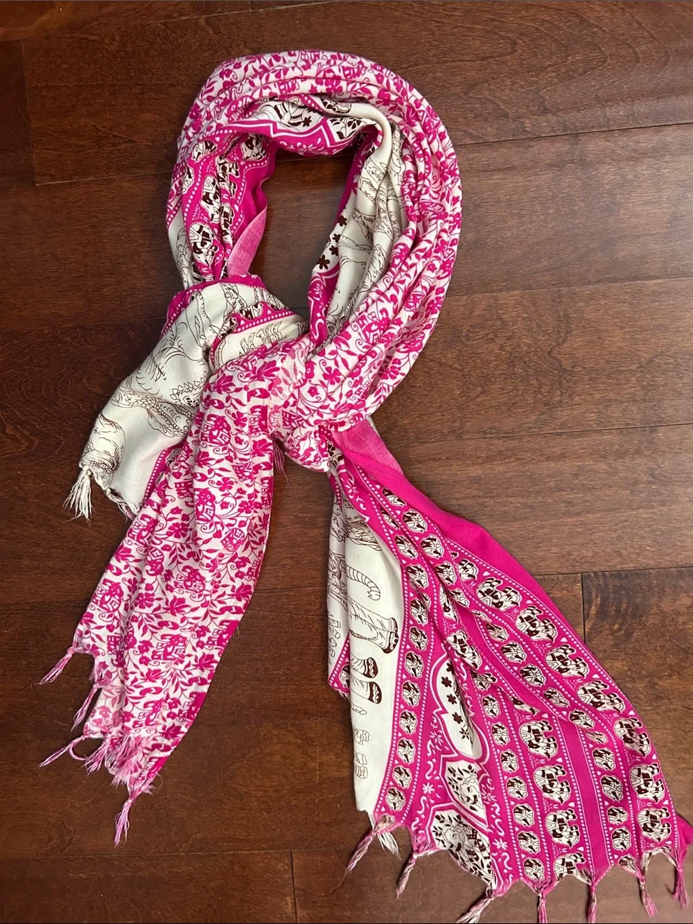 Bright Pink Elephant Print Sarong Scarf Wrap, Perfect for a Cruise or Resortwear
