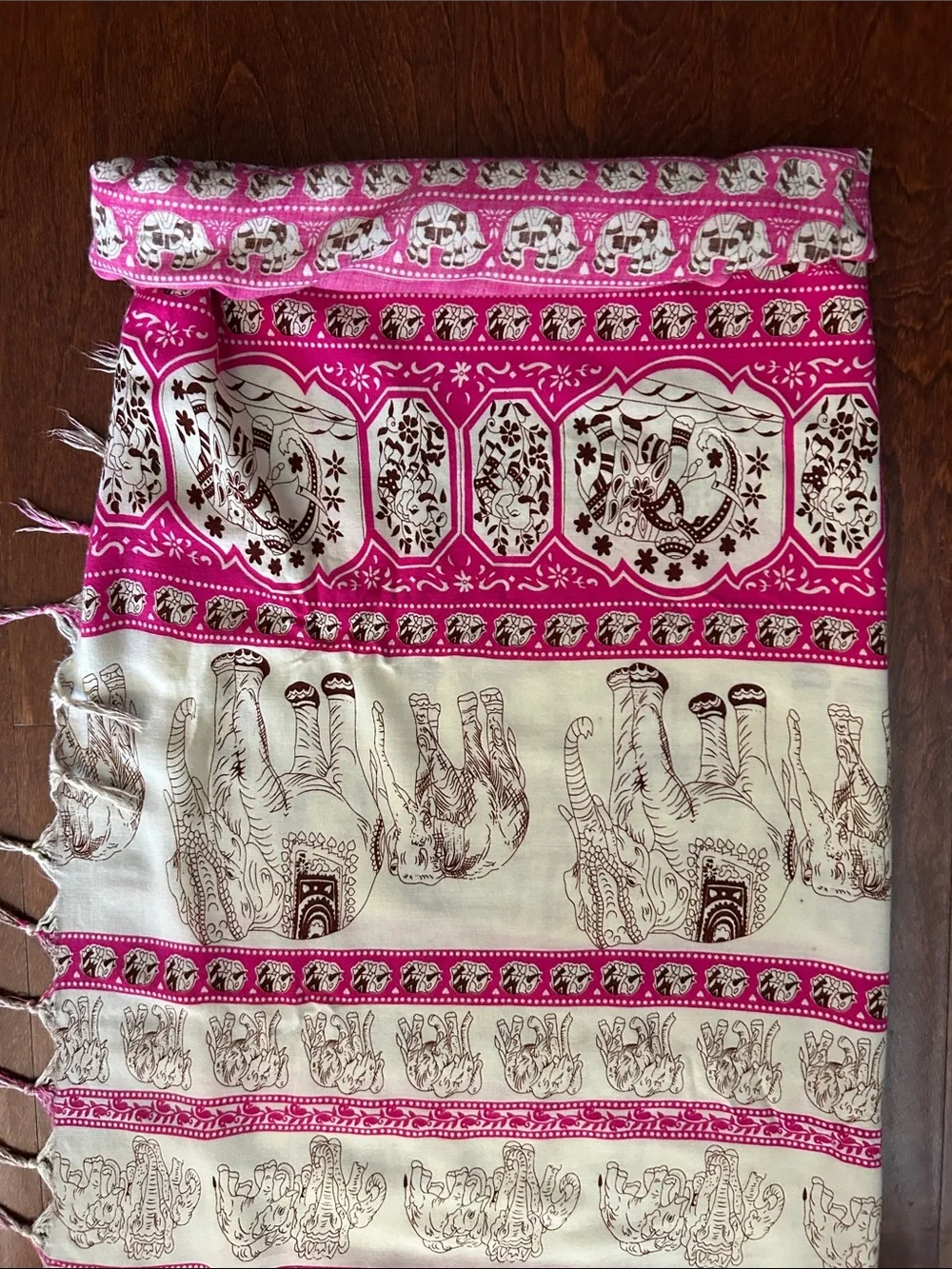 Bright Pink Elephant Print Sarong Scarf Wrap, Perfect for a Cruise or Resortwear