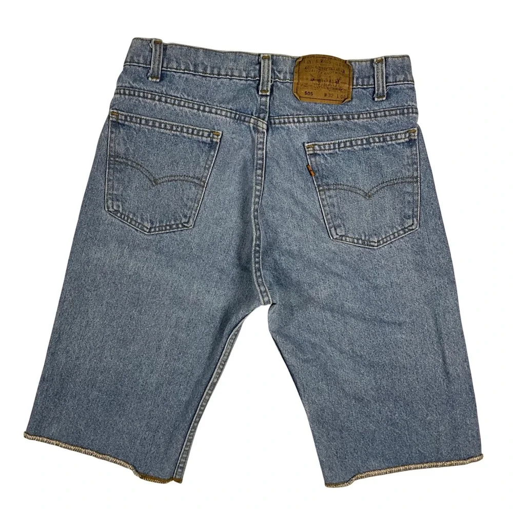 Vintage 90s Levis 505 Orange Tab Denim Shorts Light Wash Mens 32 USA