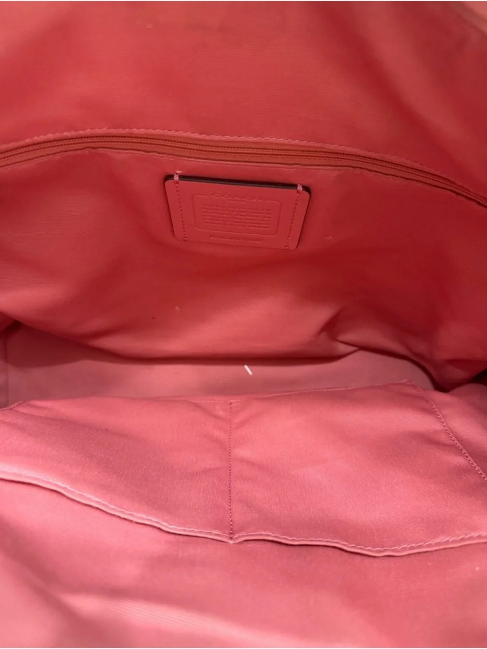 Summer Coach Coral-Red Leather Tote with Gold Hardware