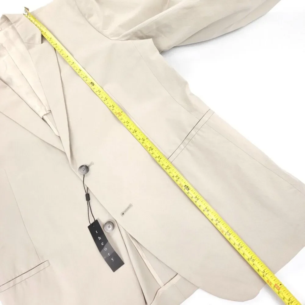 NWT Theory Kris Two Button Blazer Suit Jacket Taupe Cream Old Money Quiet Luxury