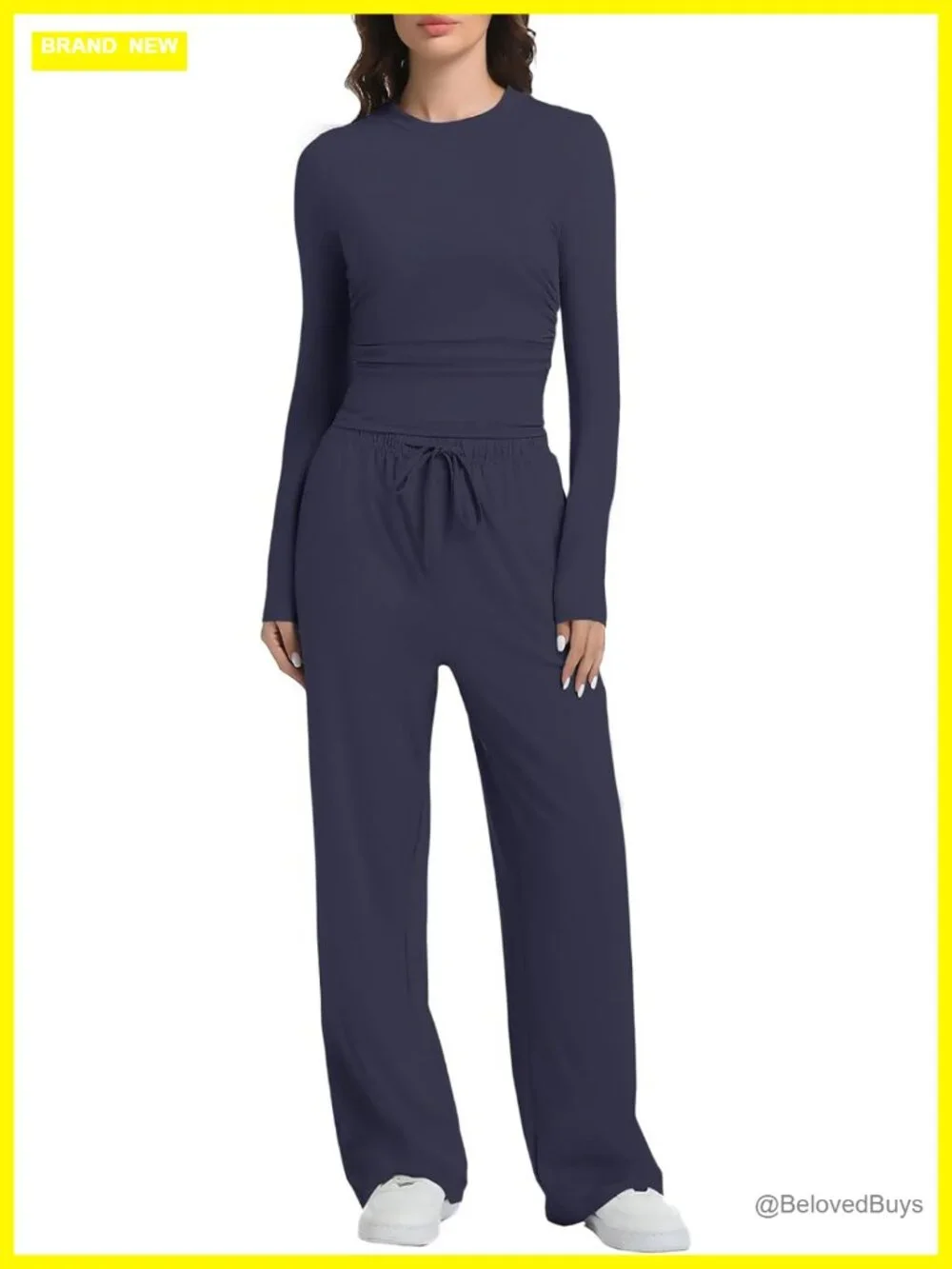 2 Piece Lounge Set Long Sleeve Wide Leg Tracksuit Casual Loungewear Matching Set