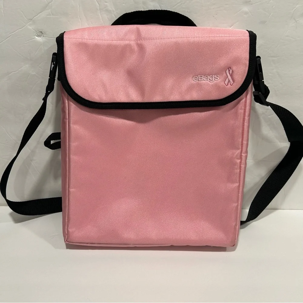 eBags Laptop Messenger Bag, Dual Pockets, Pink Breast Cancer, Adjustable Strap