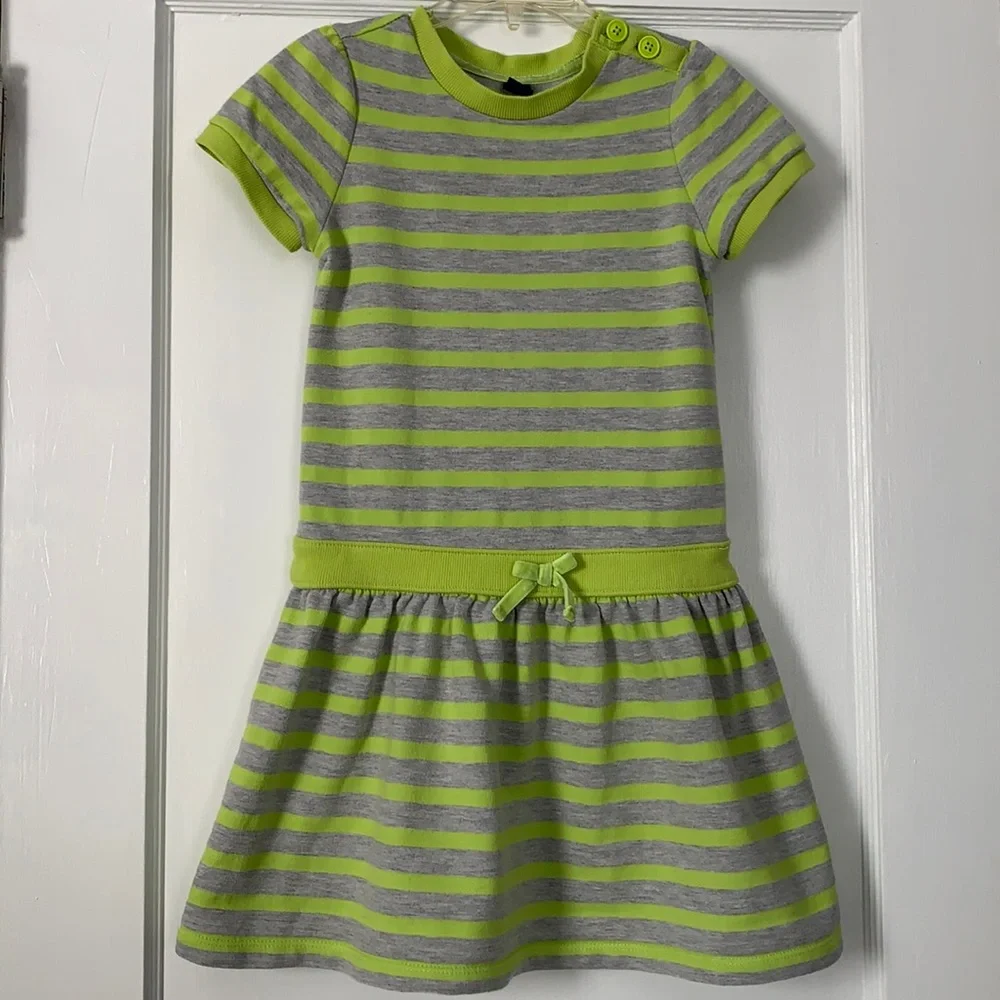 Gap 5 Girls Gray & Neon Green Knit Dress EUC