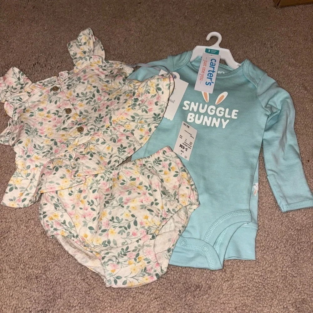 Two baby girl outfits three months carter’s and cloud Island NEW