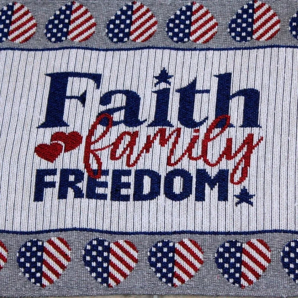Patriotic Faith Family Freedom Americana Tapestry Placemats Stars Stripes Hearts