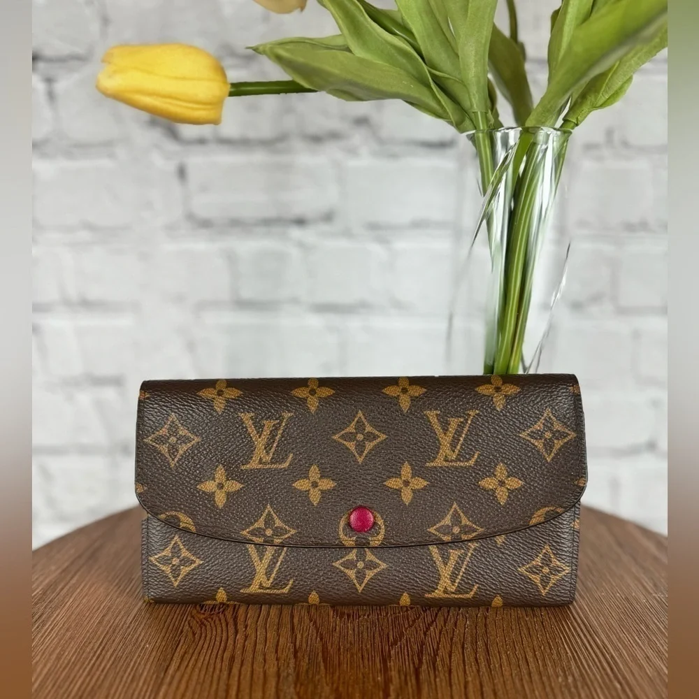Louis Vuitton Emilie Wallet with Pink Lining and Accents