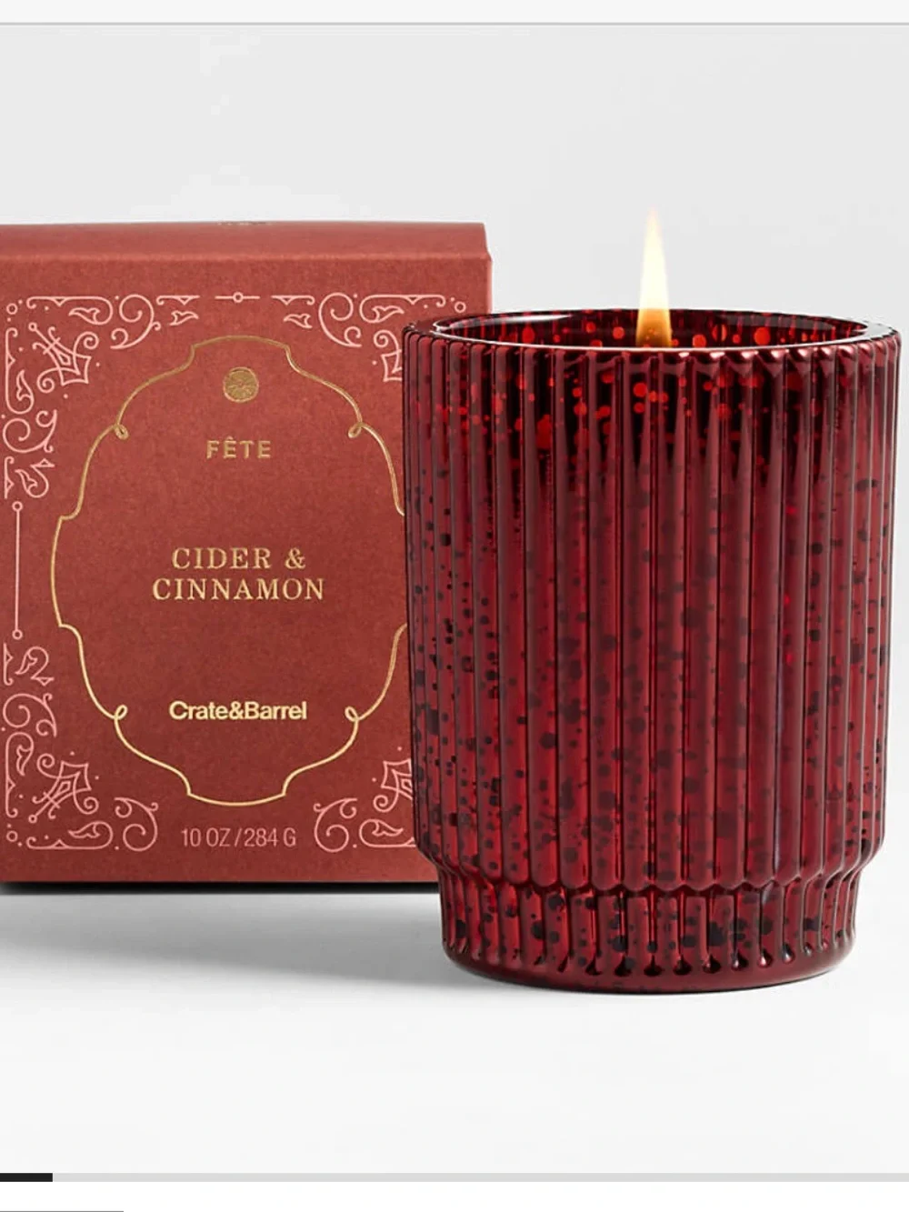Crate & Barrel Fete Cider and Cinnamon Candle NWOB