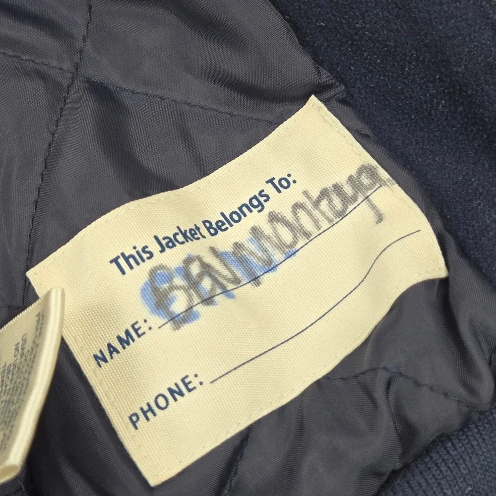 OshKosh Bgosh Boys 2T Varsity Jacket Navy Blue Faux Leather Sleeve Hooded Zip Up