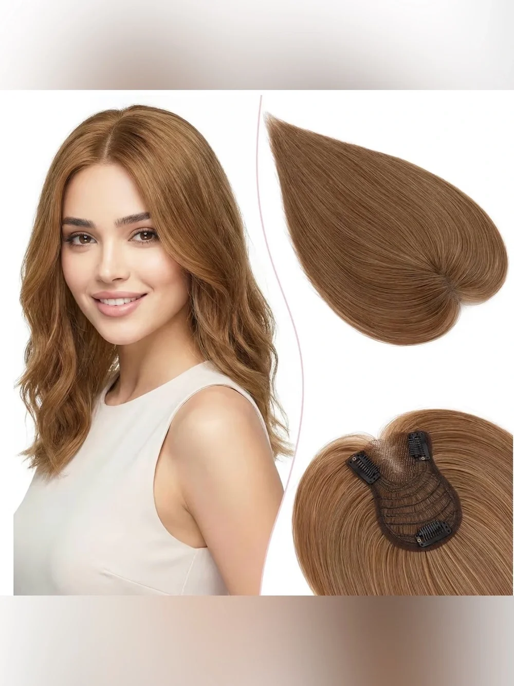 14” Light Brown #06 Human Hair Topper #027