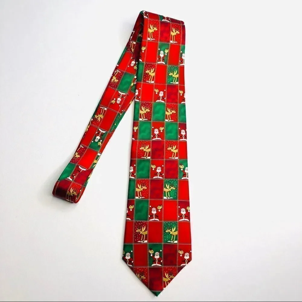 🎄Set of 2 Novelty Christmas Musical Ties – Red & Green Holiday Prints NOEL Santa