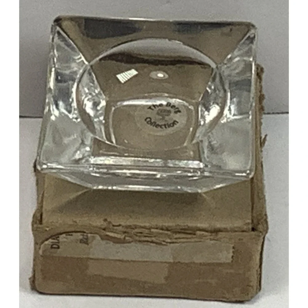 Vintage Clear Glass Individual Open Salt‎ Cellar, Square The Berg Collection