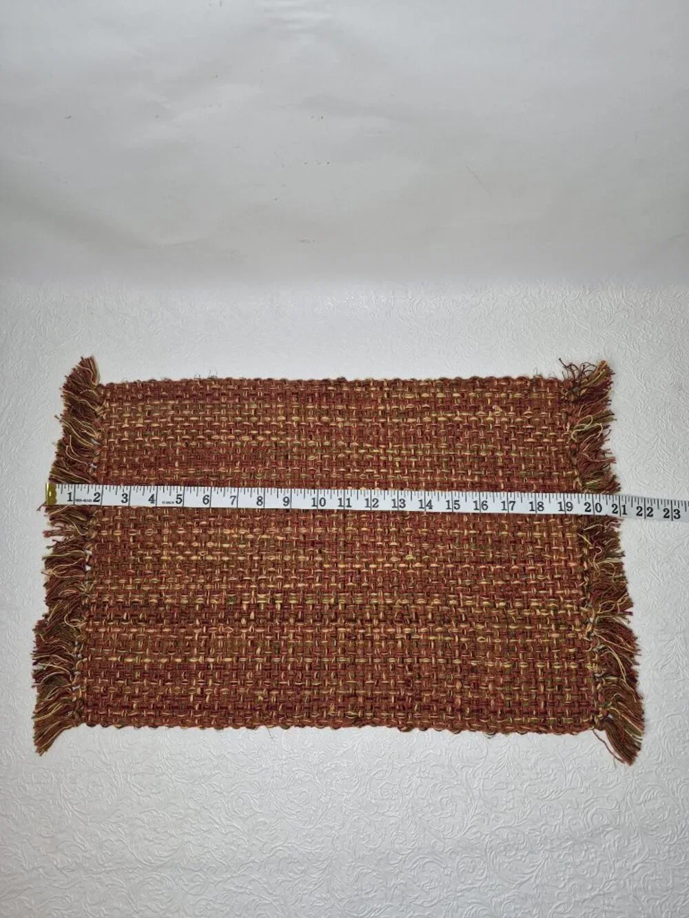 Tweed Autumn Fall Harvest Placemat Rust Orange Maroon Olive Green Brown Set of 6
