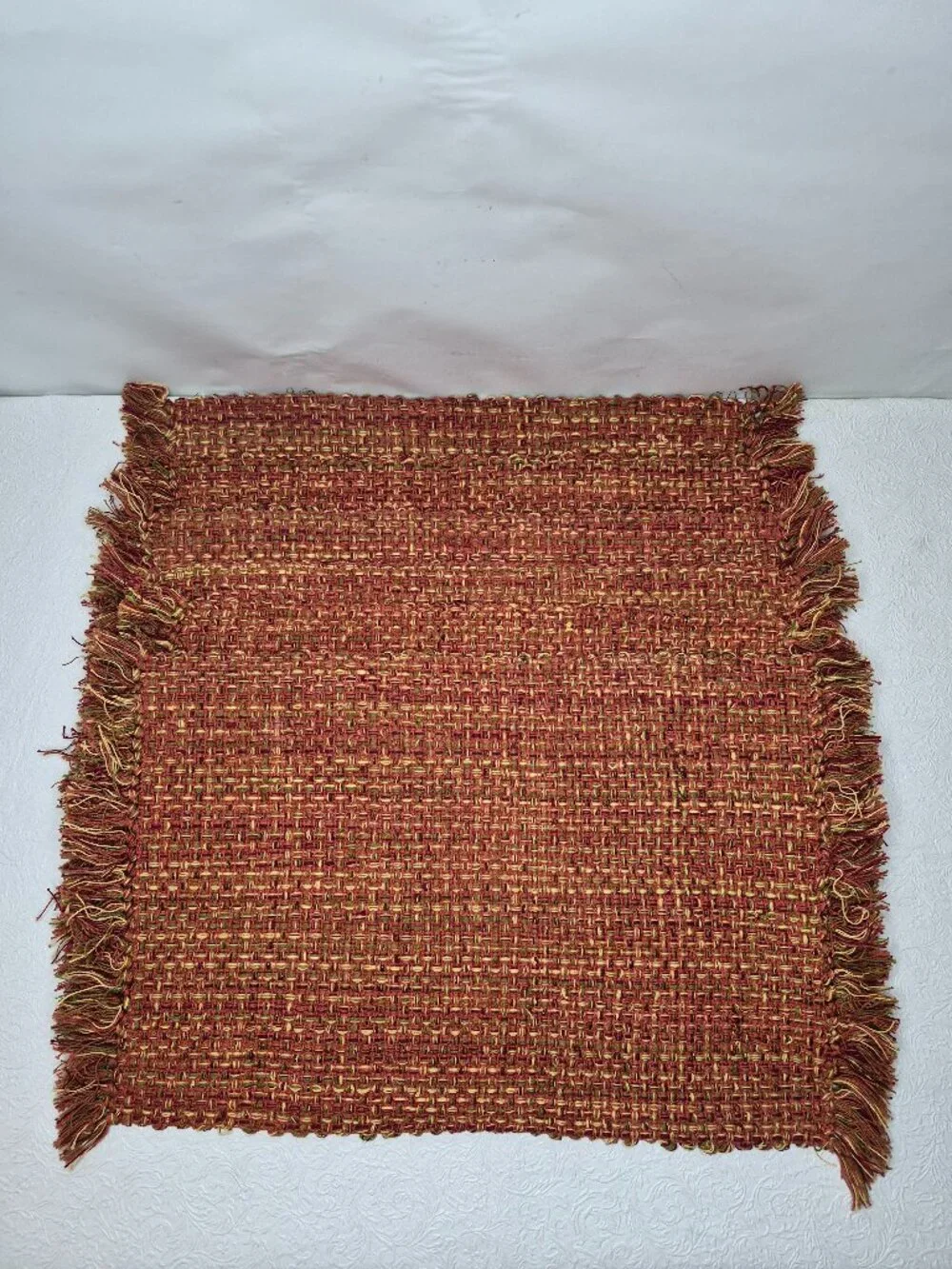 Tweed Autumn Fall Harvest Placemat Rust Orange Maroon Olive Green Brown Set of 6