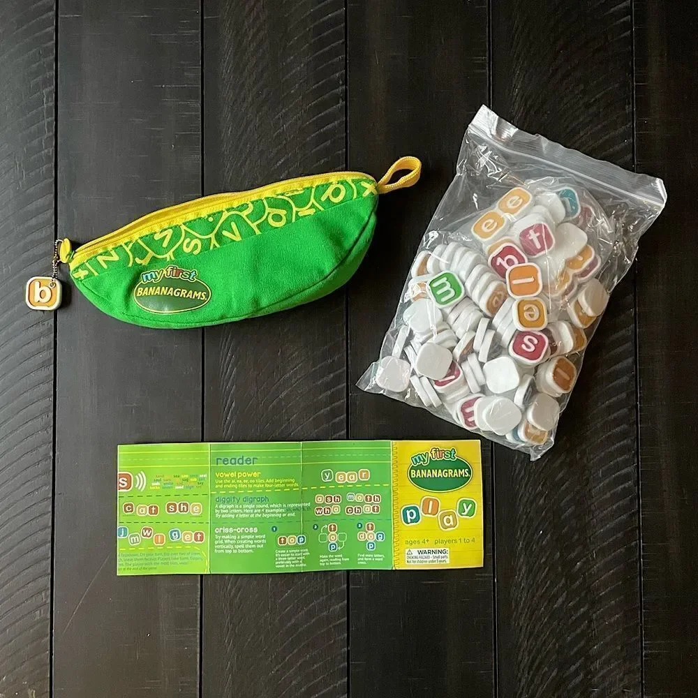 NWT! My First “Bananagrams”, 1-4 Player Kids Anagram, Tile Game (Ages 4-+).
