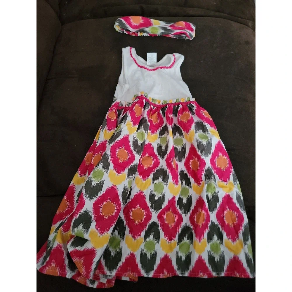 Gymboree batik summer‎ dress size 4 and headband