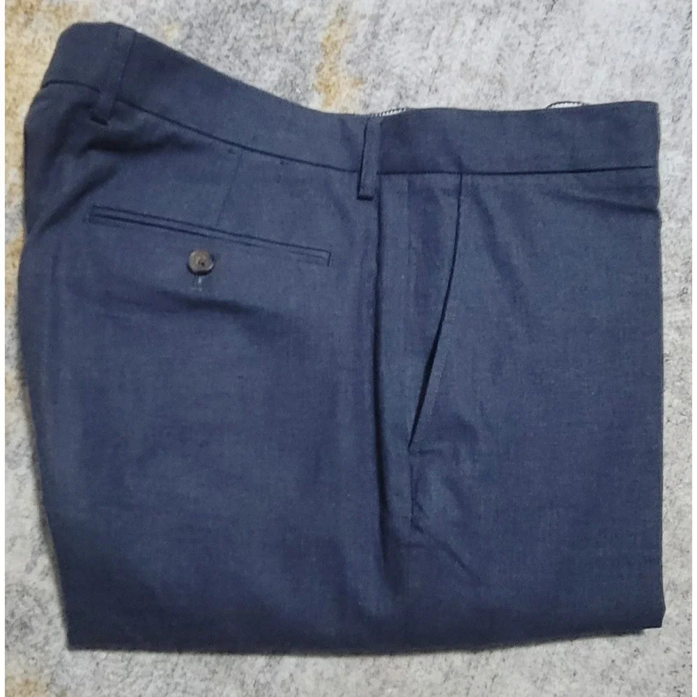 J. Crew Men's Bedford Heathered Blue FF Cotton Chinos‎ Size 33 X 22