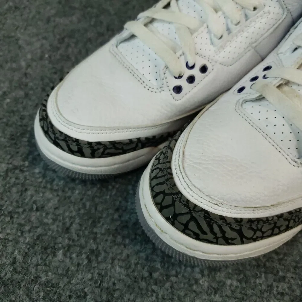 Nike Air Jordan 3 Retro Shoes Youth Boys Size 7 Purple White Sneakers DM0967-105