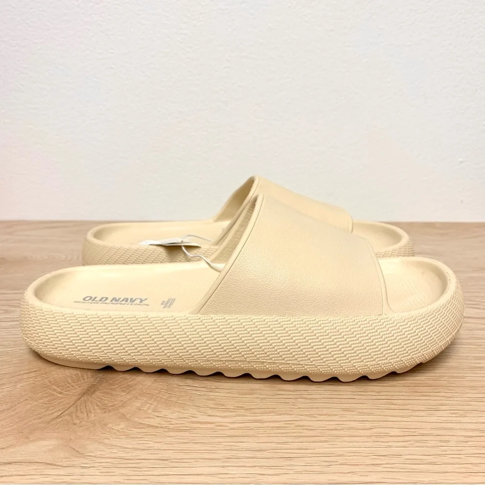 Old Navy Platform Slide‎ EVA Sandals Kids 3-4 Beige Pillow Cloud Cushion Chunky