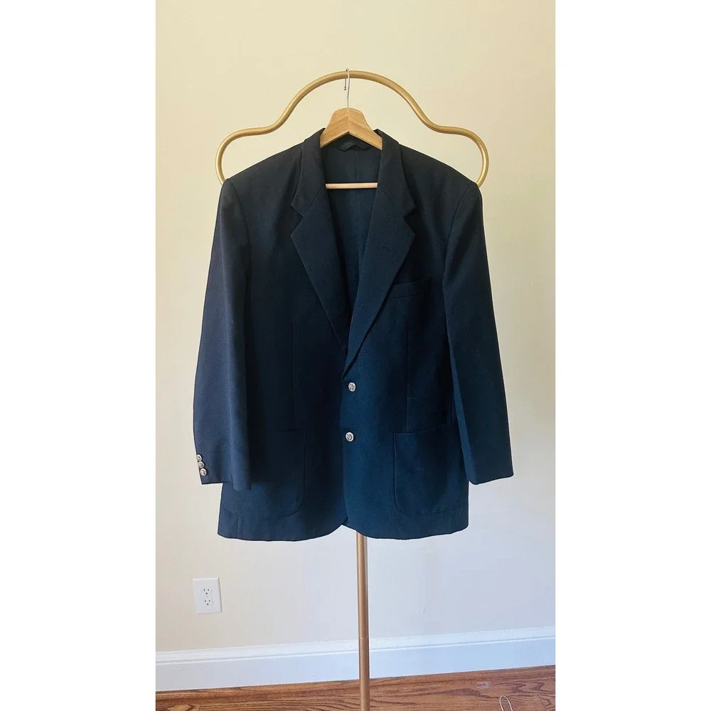 Trafalgar Square Vintage‎ Mens Navy Blue 2 Button Blazer Sport Coat Size 42