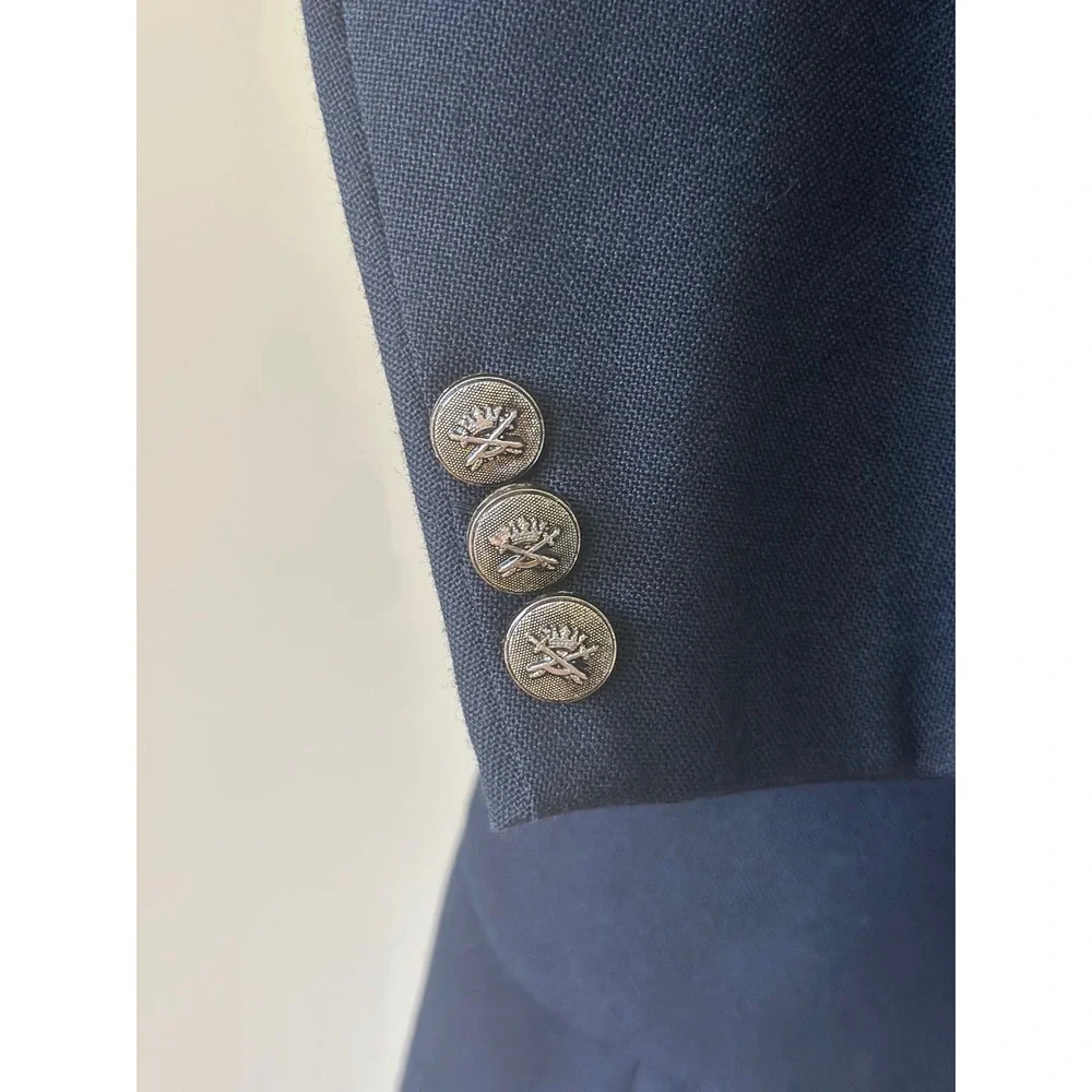 Trafalgar Square Vintage‎ Mens Navy Blue 2 Button Blazer Sport Coat Size 42