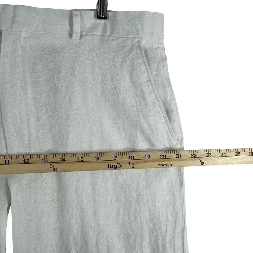 Savile Row Co London Mens White Linen Trousers Straight Leg Pants‎ 35x26