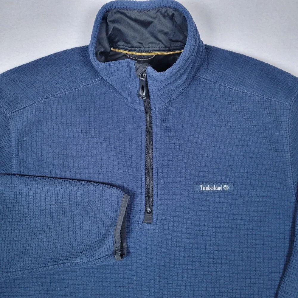 Timberland Men's Navy Blue Long Sleeve 1/4 Zip Pullover Waffle Knit, Size‎ M