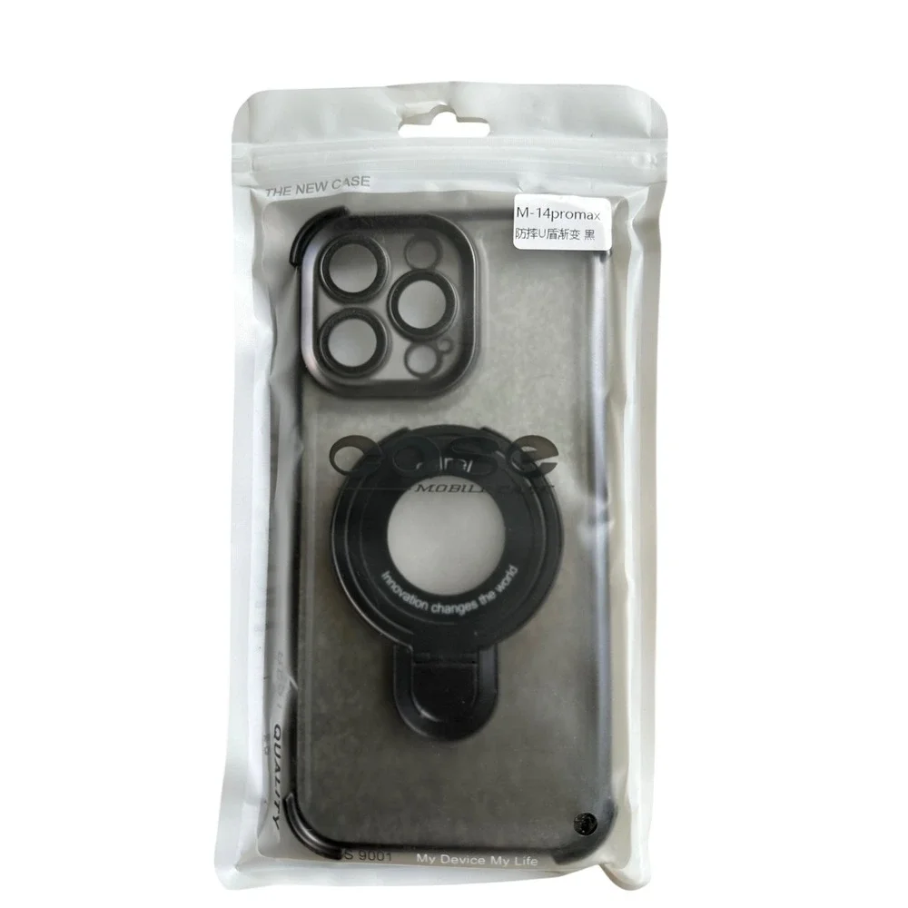 Mobile Case iPhone 14 Pro Max Clear Protective Cover‎ with Ring Holder Black