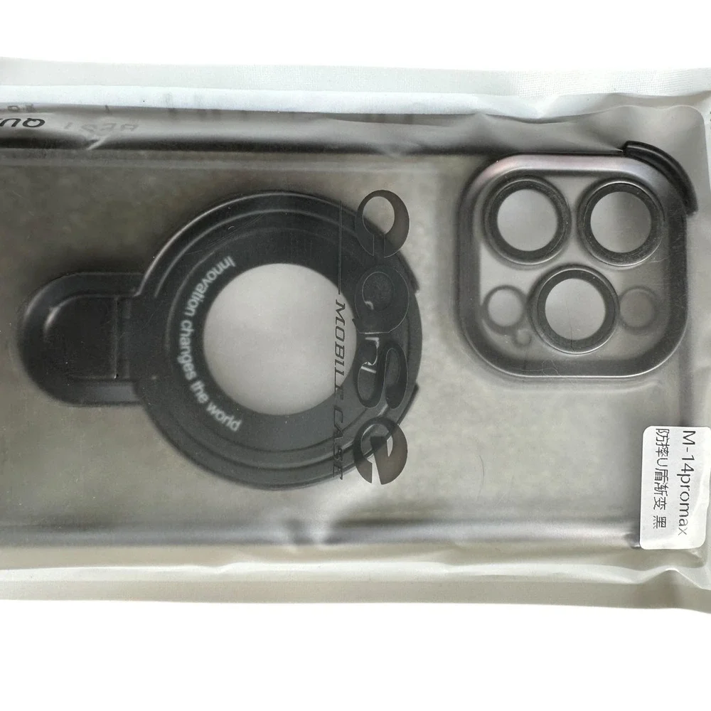 Mobile Case iPhone 14 Pro Max Clear Protective Cover‎ with Ring Holder Black