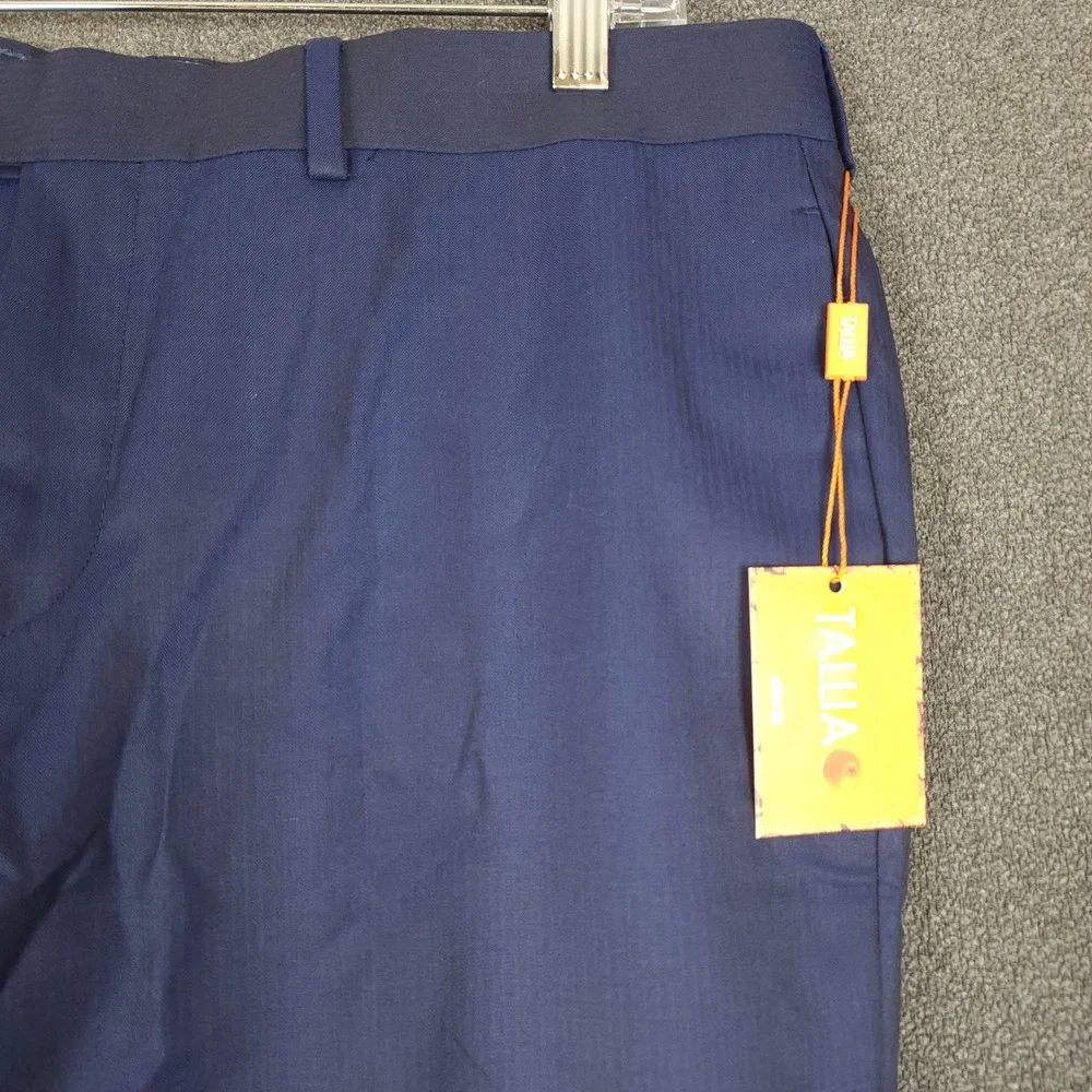 TALLIA Slim Fit Dress Pants Navy Blue Herringbone Mens Size 34W x 30L NEW‎