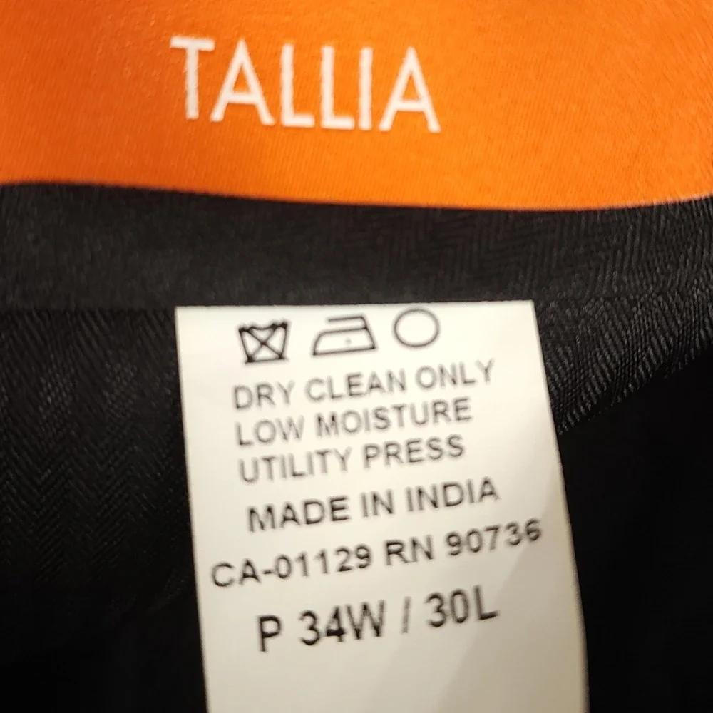 TALLIA Slim Fit Dress Pants Navy Blue Herringbone Mens Size 34W x 30L NEW‎