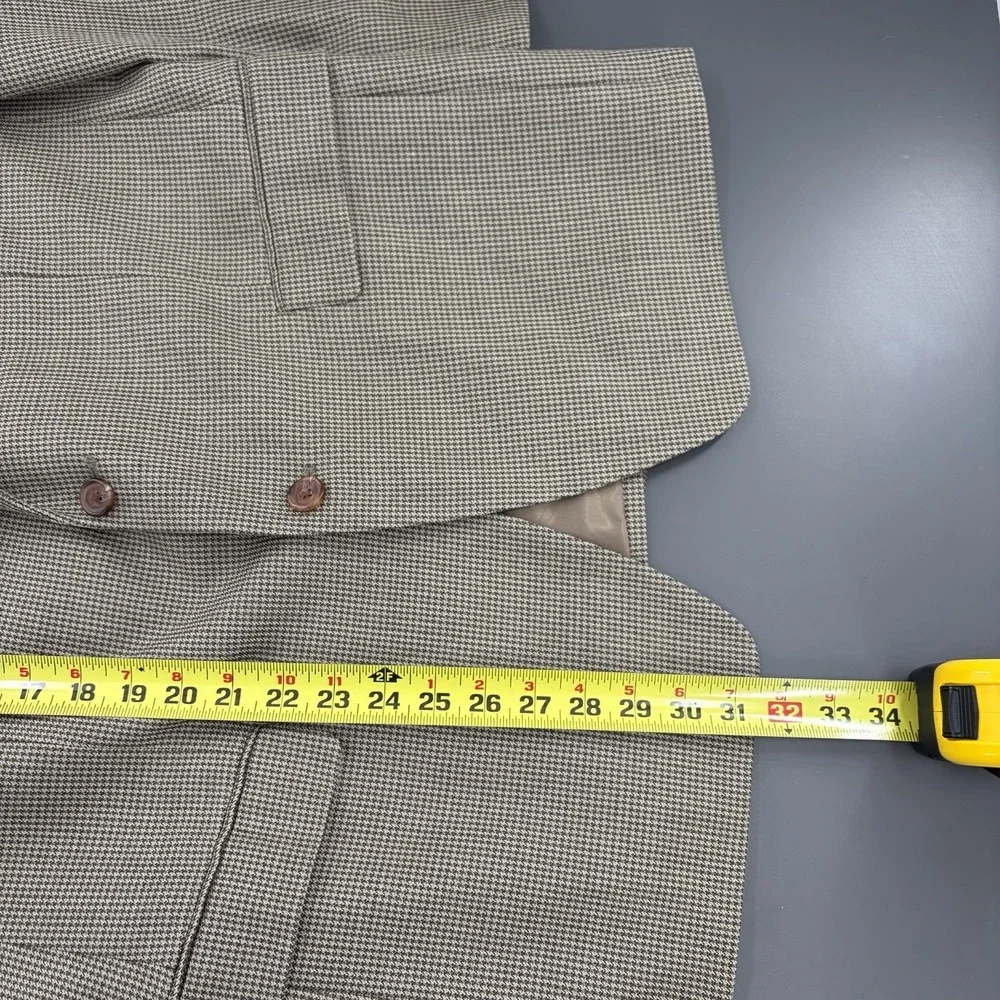 Lauren Ralph Lauren Blazer Mens 41R Brown Houndstooth Silk Wool Blend Sport Coat
