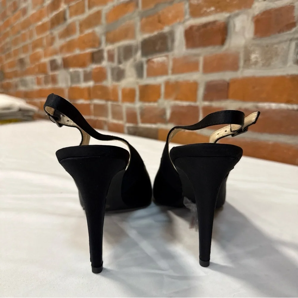 Chic Black‎ Embellished Slingback Heels