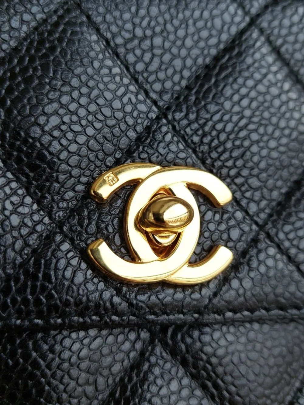 CHANEL Black Caviar Leather Square Box Flap Bag