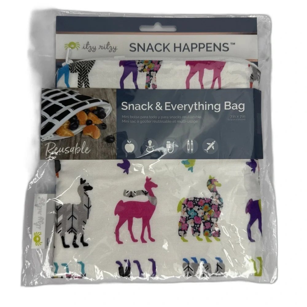 Itzy Ritzy‎ Reusable Snack Bag or Activity Bag with Colorful Llama Design