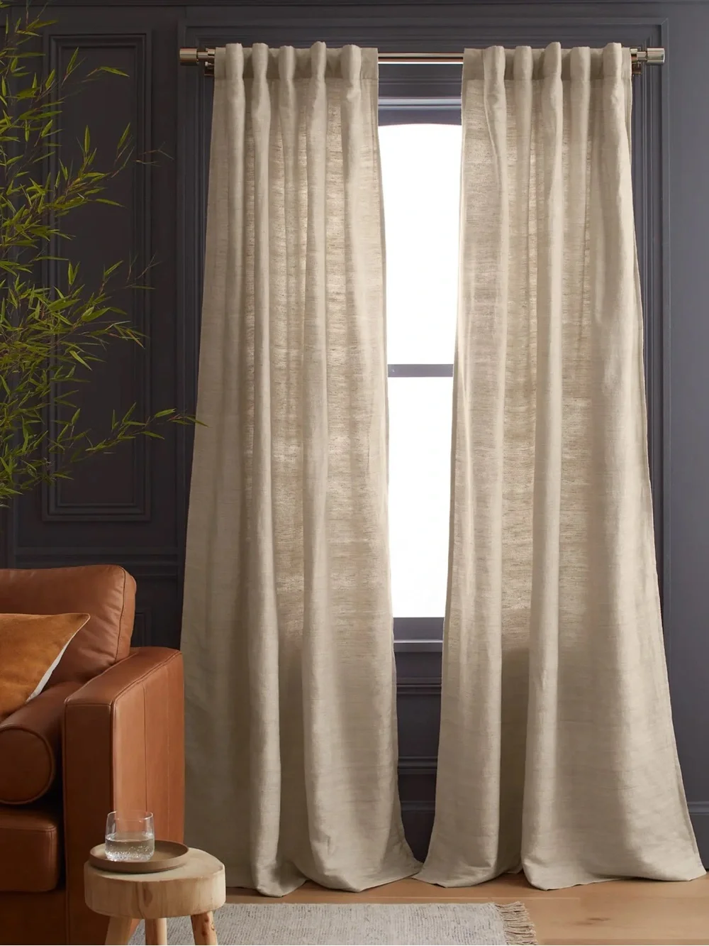 NWT QUINCE Set Of 2 48x96 Raw Silk Curtains Sand 9071