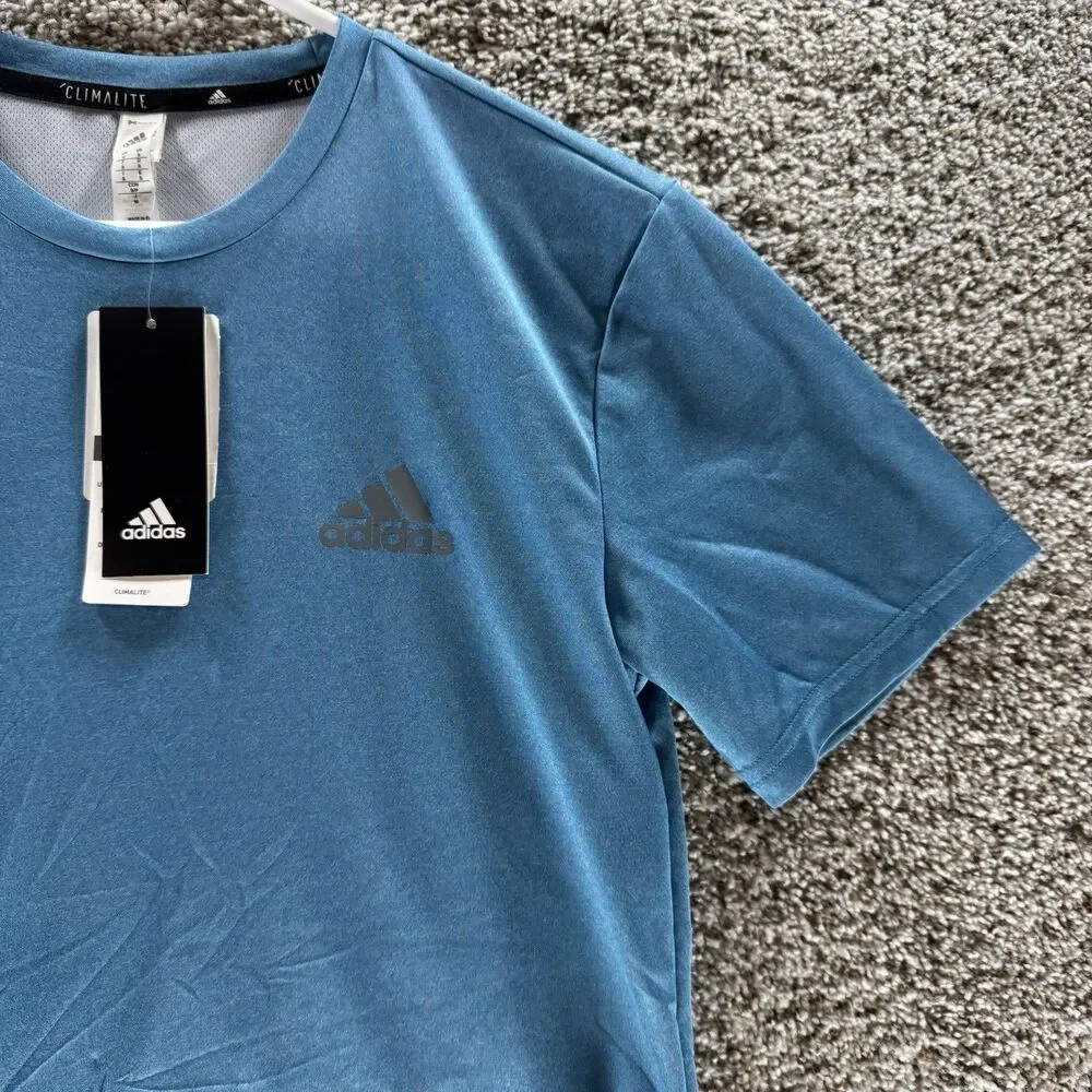 Adidas Shirt Mens Small Blue Climalite Tech Tee New With Tags Short Sleeve Adult