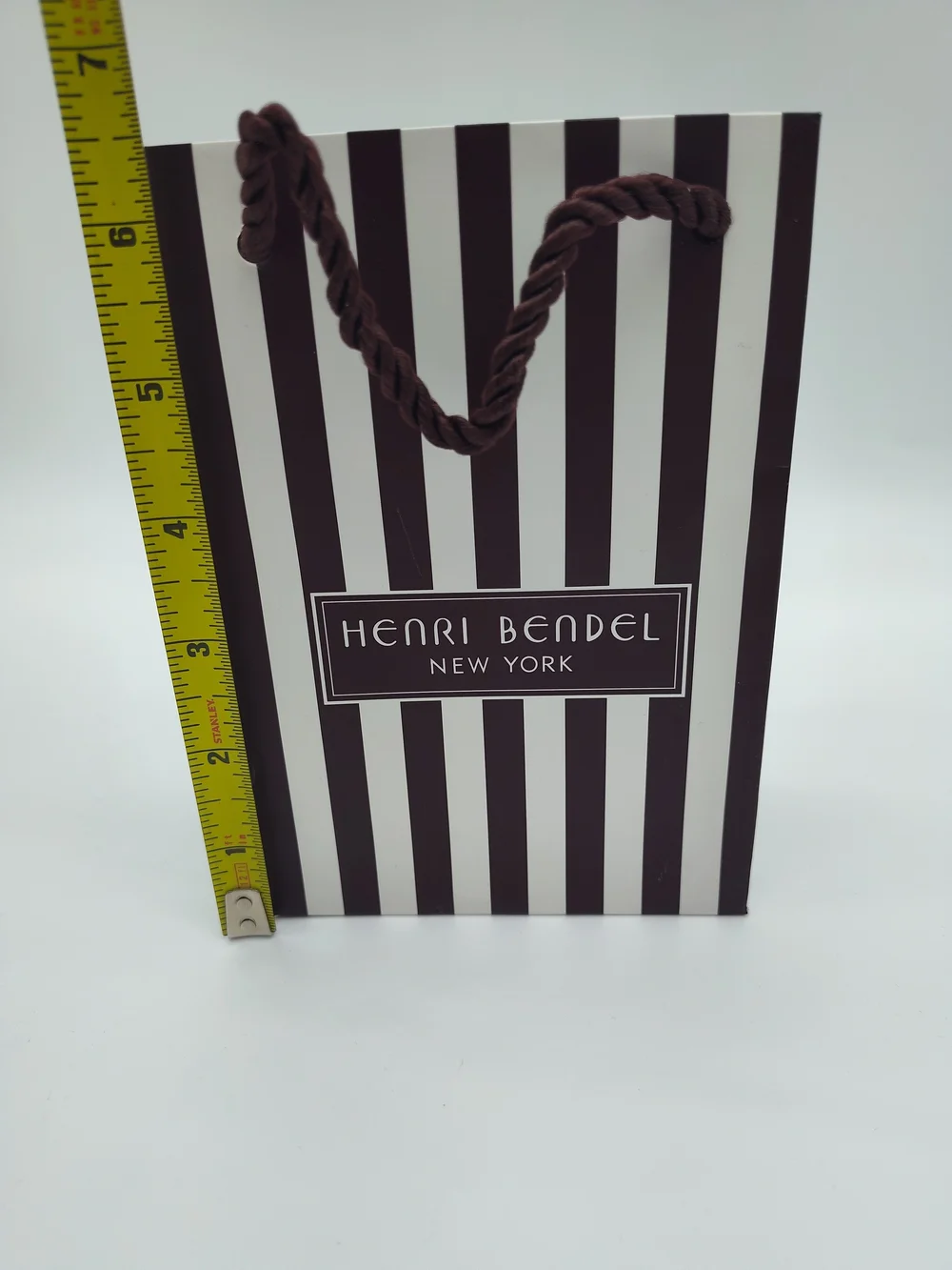 HENRI BENDEL New York Mini Shopping Bag Tissue Brown Stripe Gift Packaging EUC