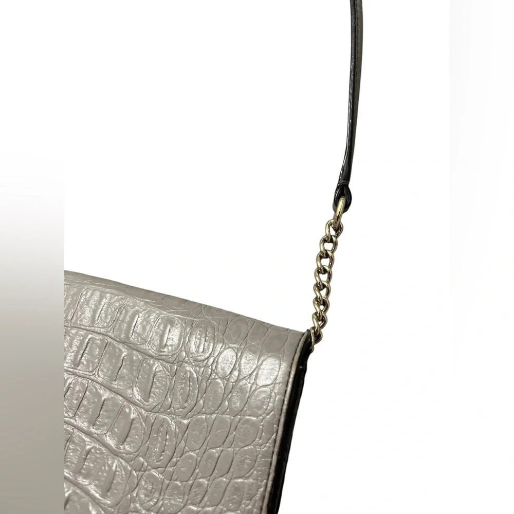 KATE SPADE Harwood Place Fiona Crossbody Soft Taupe Gray Color Croc Leather