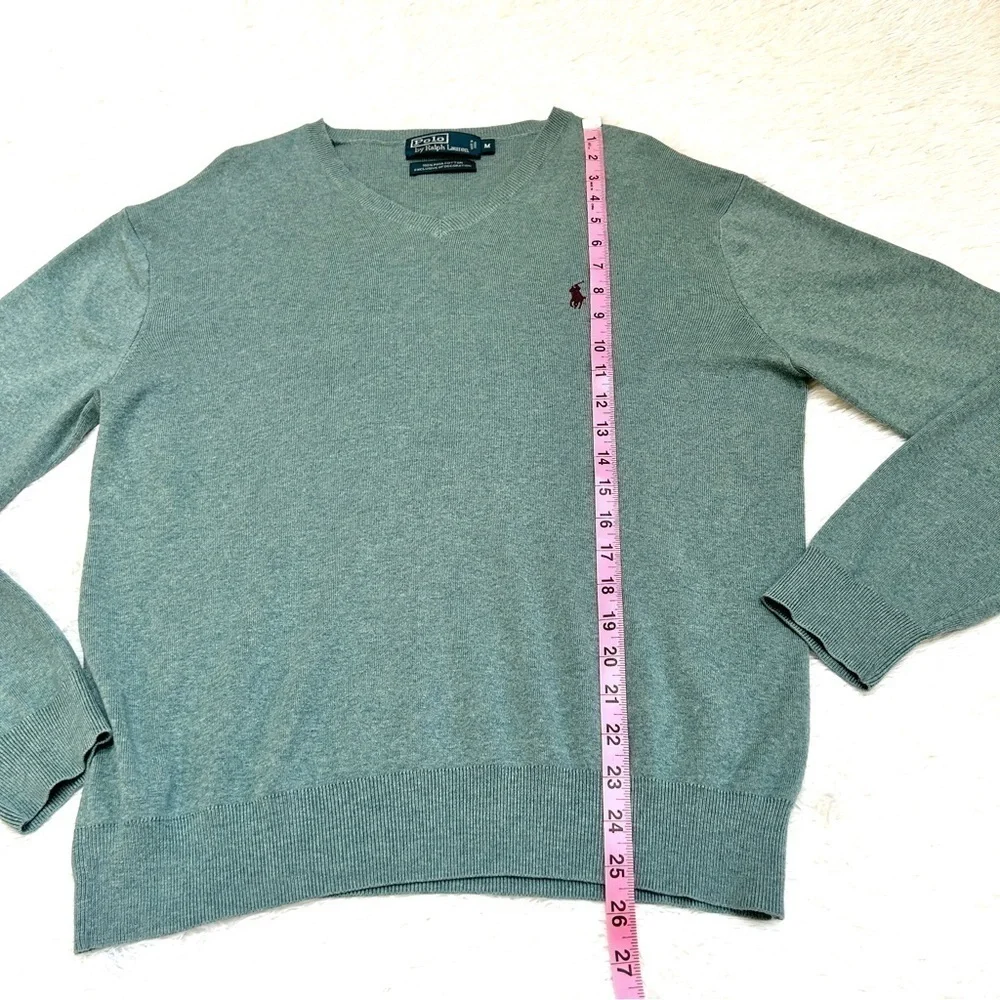 Polo Ralph Lauren Men’s Lapis Blue Pima Cotton V-Neck Sweater, Size Medium