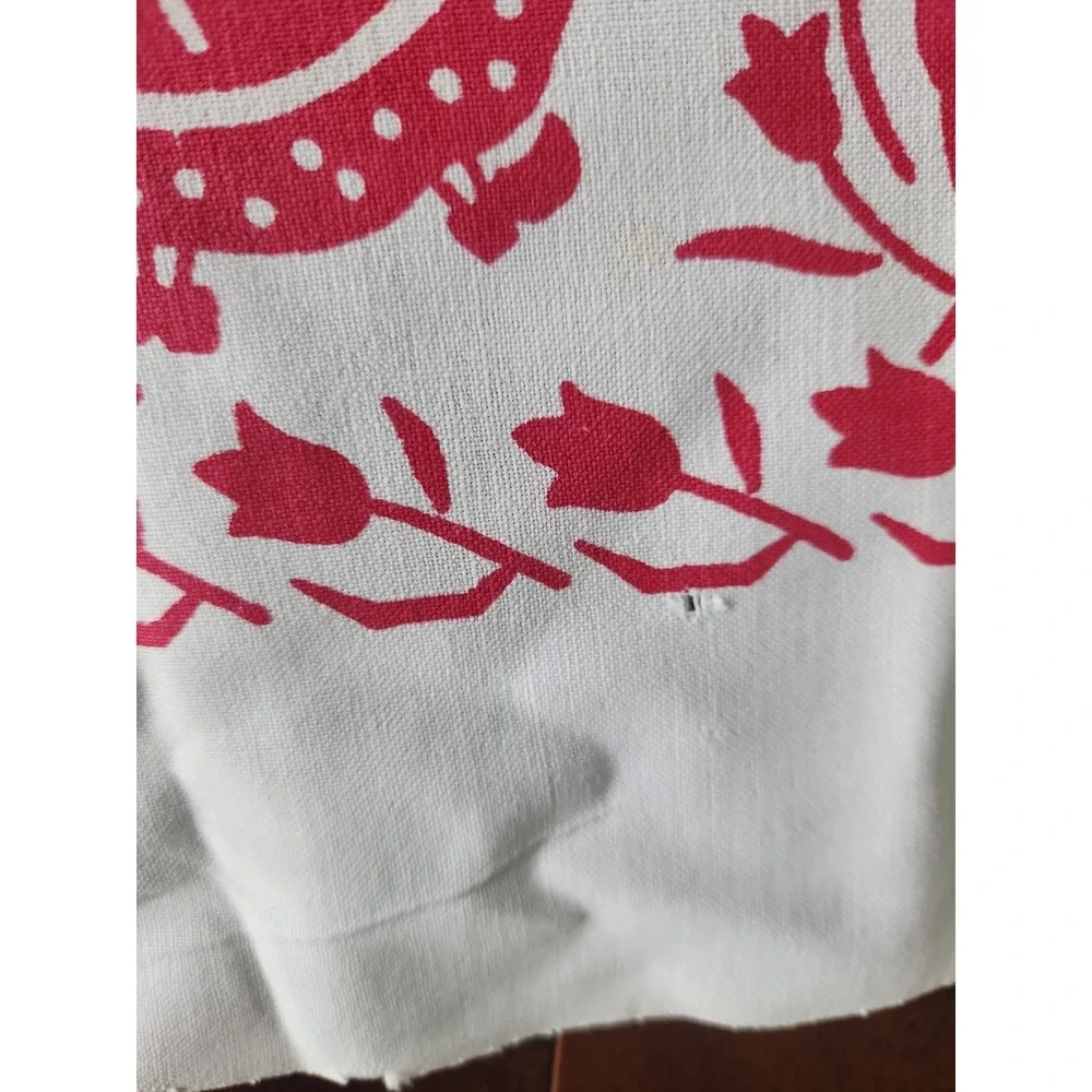 Vtg cotton printed tablecloth red dutch girl boy windmill tulip floral 47 x 46.5