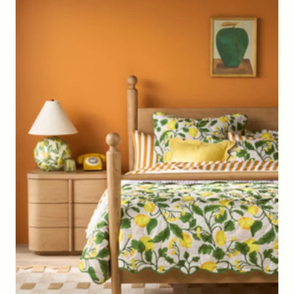 Anthropologie ILUKA COTTON PRINTED FLORAL QUILT Style No. 4540H738AA Lemons Twin