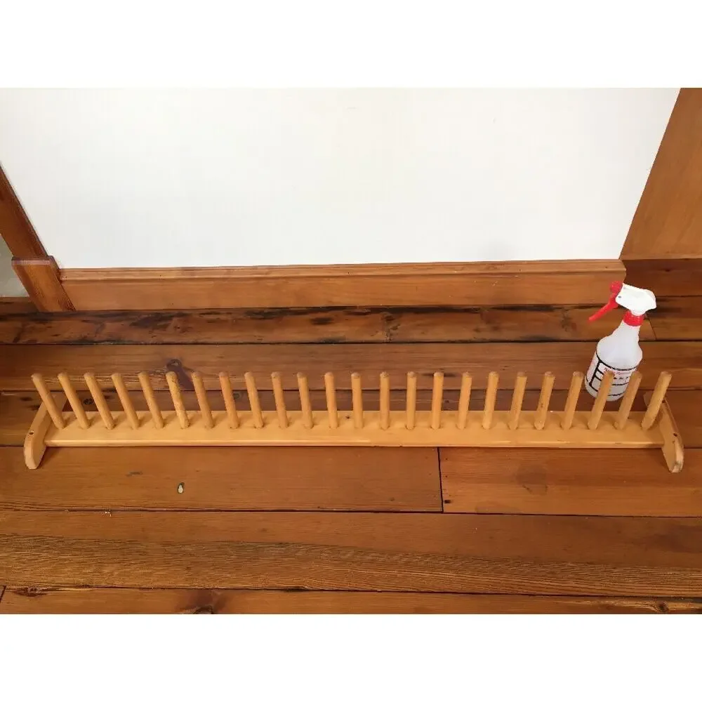 Vtg Wood Wall Mount 12 Golf Club Holder Shaker Pegs Vertical Storage 4 Ft long
