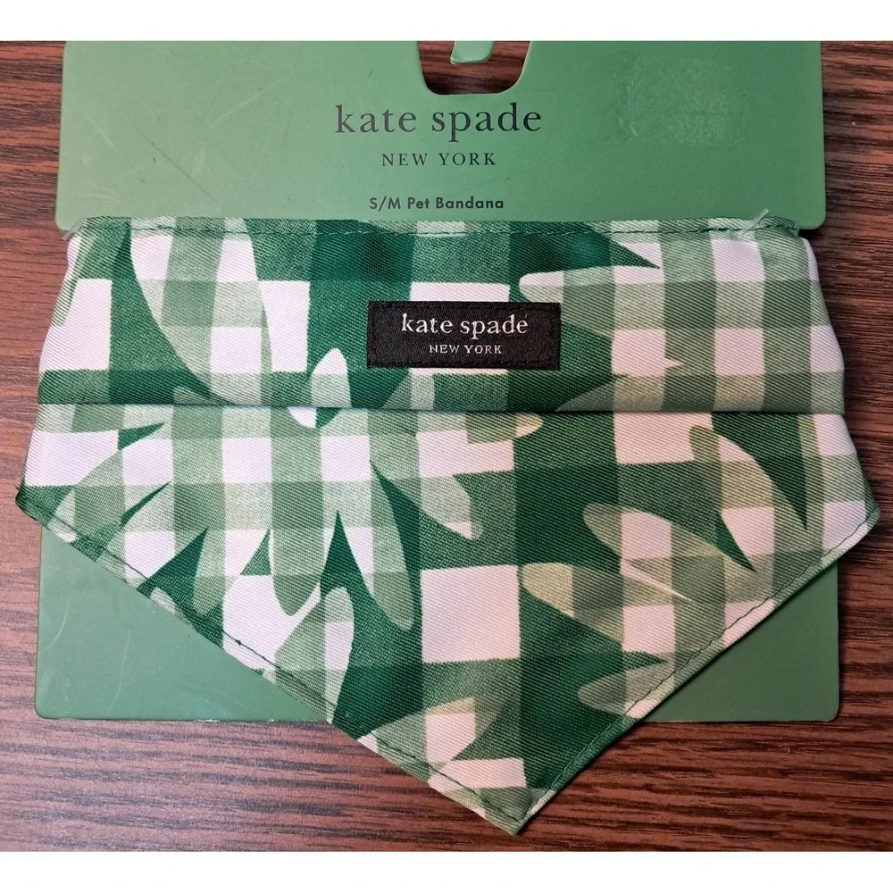 Kate‎ Spade Dog Bandana, Green and White, S/M, 22