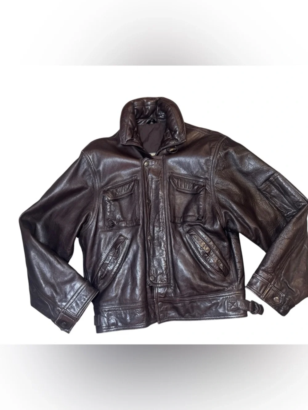 Vtg  American Eagle Outfitters Aviator Messageries Aeriennes Leather Jacket 40